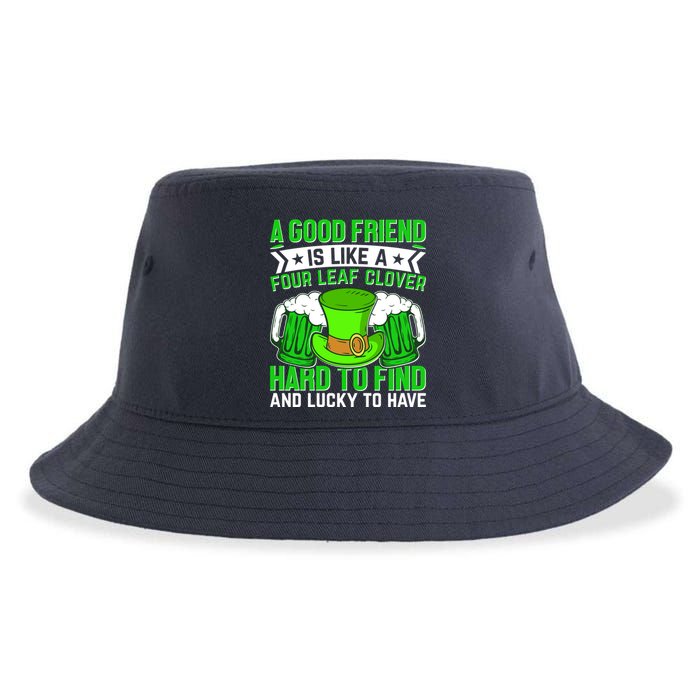 St Patricks Day A Good Friend Is Like A Four Leaf Clover Sustainable Bucket Hat