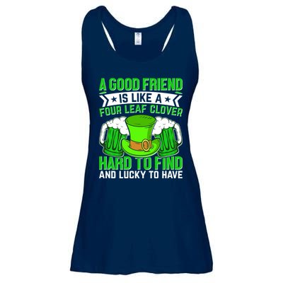 St Patricks Day A Good Friend Is Like A Four Leaf Clover Ladies Essential Flowy Tank