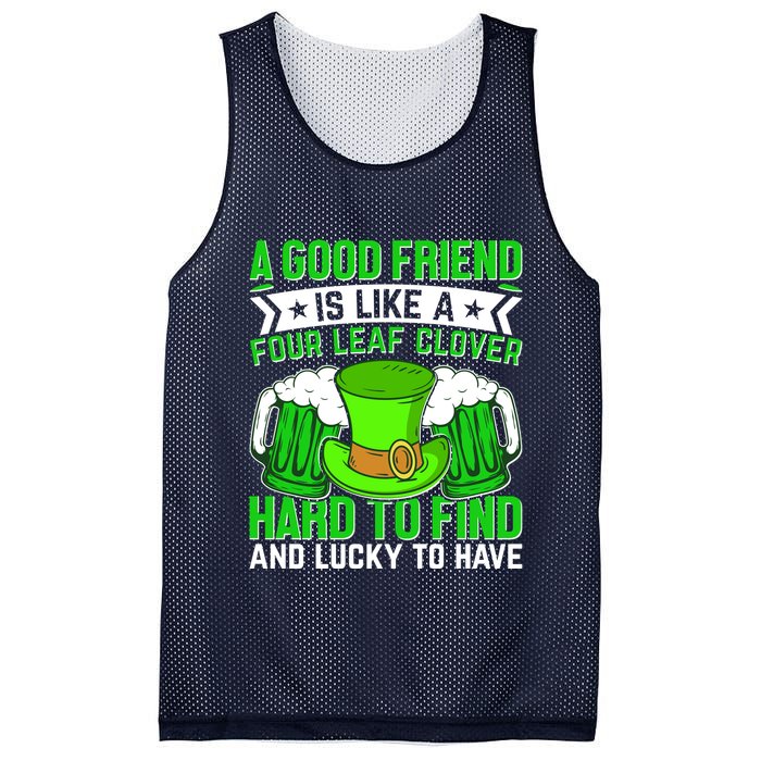 St Patricks Day A Good Friend Is Like A Four Leaf Clover Mesh Reversible Basketball Jersey Tank
