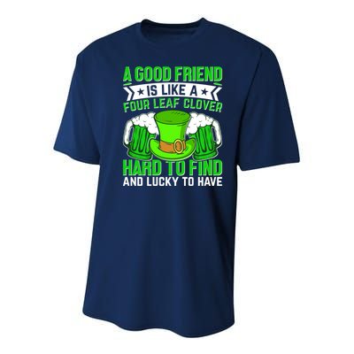 St Patricks Day A Good Friend Is Like A Four Leaf Clover Youth Performance Sprint T-Shirt