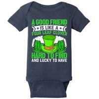 St Patricks Day A Good Friend Is Like A Four Leaf Clover Baby Bodysuit