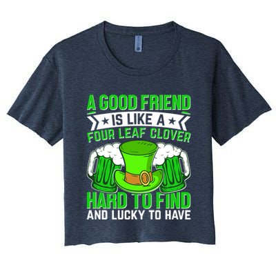St Patricks Day A Good Friend Is Like A Four Leaf Clover Crop Top