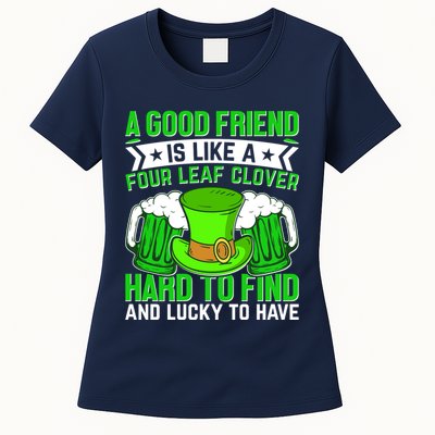 St Patricks Day A Good Friend Is Like A Four Leaf Clover Womens T-Shirt