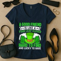 St Patricks Day A Good Friend Is Like A Four Leaf Clover Women's V-Neck T-Shirt