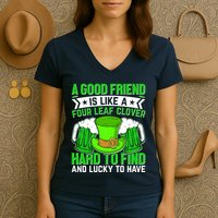 St Patricks Day A Good Friend Is Like A Four Leaf Clover Women's V-Neck T-Shirt