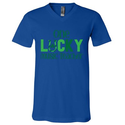 St Patricks Day Matching Costume One Lucky Music Teacher Funny Gift V-Neck T-Shirt