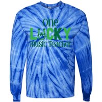 St Patricks Day Matching Costume One Lucky Music Teacher Funny Gift Tie-Dye Long Sleeve Shirt