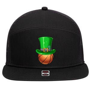 St Patrick's Day Basketball Irish Basketball Leprechaun Hat Gift 7 Panel Mesh Trucker Snapback Hat