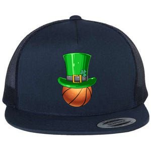 St Patrick's Day Basketball Irish Basketball Leprechaun Hat Gift Flat Bill Trucker Hat