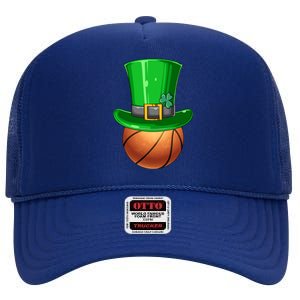 St Patrick's Day Basketball Irish Basketball Leprechaun Hat Gift High Crown Mesh Back Trucker Hat