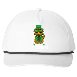 St Patricks Day Cat Full Of Shenanigans Gift Snapback Five-Panel Rope Hat