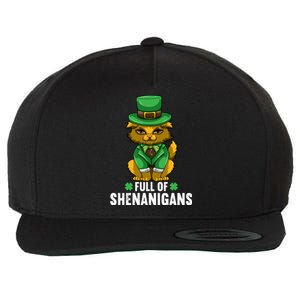 St Patricks Day Cat Full Of Shenanigans Gift Wool Snapback Cap