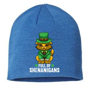 St Patricks Day Cat Full Of Shenanigans Gift Sustainable Beanie