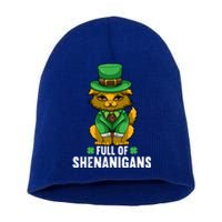 St Patricks Day Cat Full Of Shenanigans Gift Short Acrylic Beanie