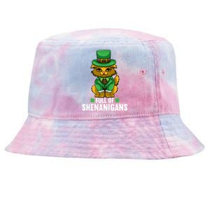 St Patricks Day Cat Full Of Shenanigans Gift Tie-Dyed Bucket Hat