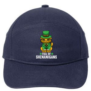 St Patricks Day Cat Full Of Shenanigans Gift 7-Panel Snapback Hat