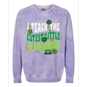 St Patrick Day Teach Little Leprechauns Saint Paddys Teacher Colorblast Crewneck Sweatshirt