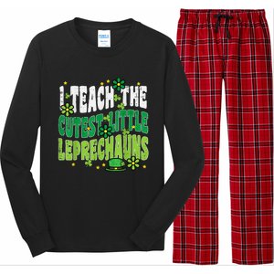 St Patrick Day Teach Little Leprechauns Saint Paddys Teacher Long Sleeve Pajama Set