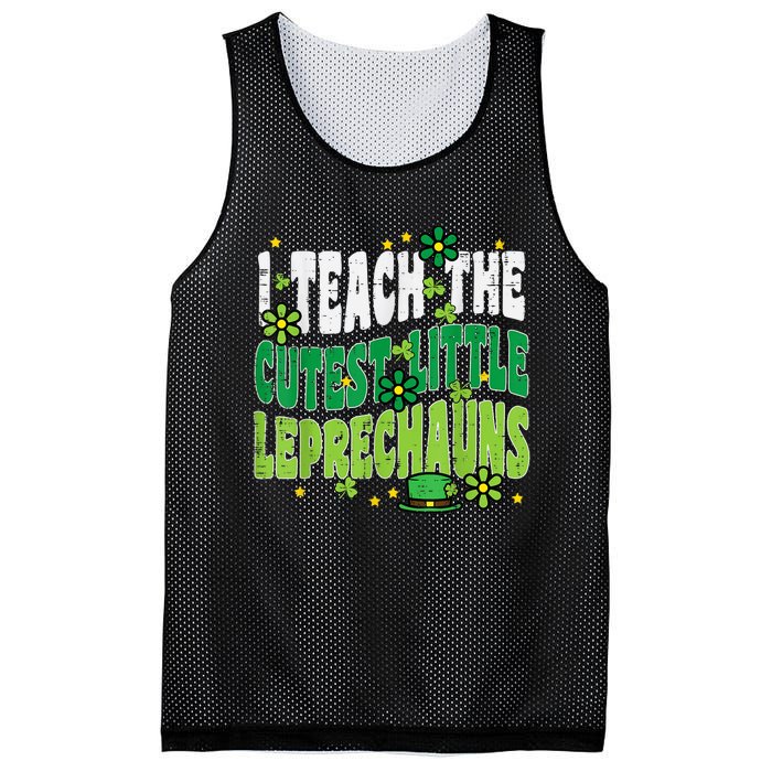 St Patrick Day Teach Little Leprechauns Saint Paddys Teacher Mesh Reversible Basketball Jersey Tank