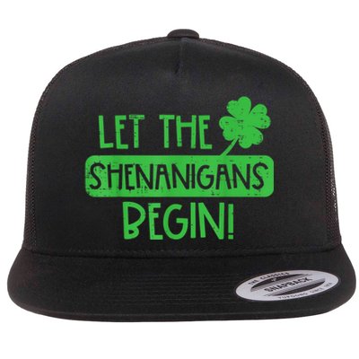 St Patricks Day Let The Shenanigans Begin Flat Bill Trucker Hat