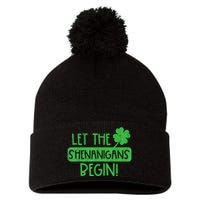 St Patricks Day Let The Shenanigans Begin Pom Pom 12in Knit Beanie