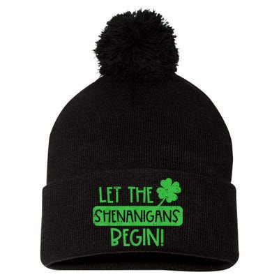 St Patricks Day Let The Shenanigans Begin Pom Pom 12in Knit Beanie