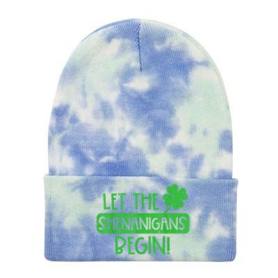 St Patricks Day Let The Shenanigans Begin Tie Dye 12in Knit Beanie