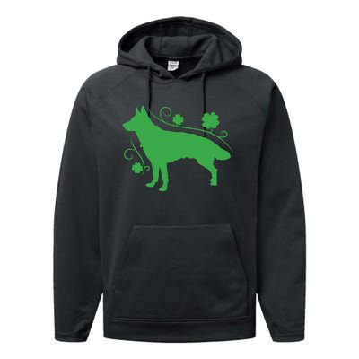 St Patricks Day Green Dog Performance Fleece Hoodie