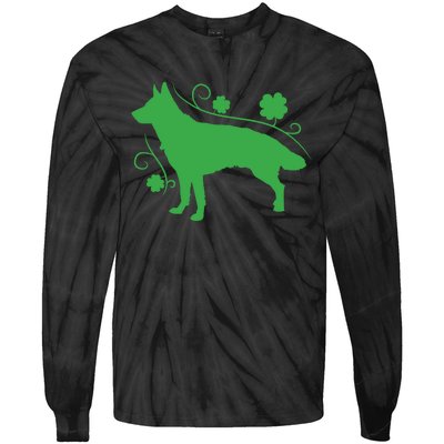 St Patricks Day Green Dog Tie-Dye Long Sleeve Shirt