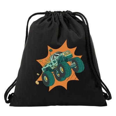 St Patrick's Day Monster Truck Drawstring Bag