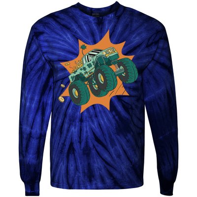 St Patrick's Day Monster Truck Tie-Dye Long Sleeve Shirt