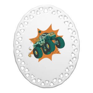 St Patrick's Day Monster Truck Ceramic Oval Ornament