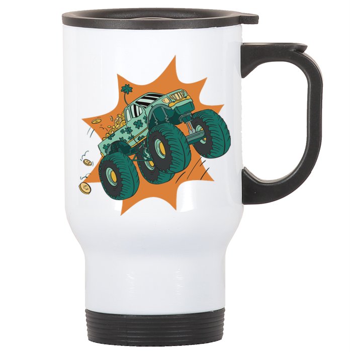 St Patrick's Day Monster Truck Stainless Steel Travel Mug