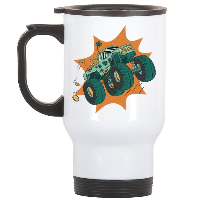 St Patrick's Day Monster Truck Stainless Steel Travel Mug