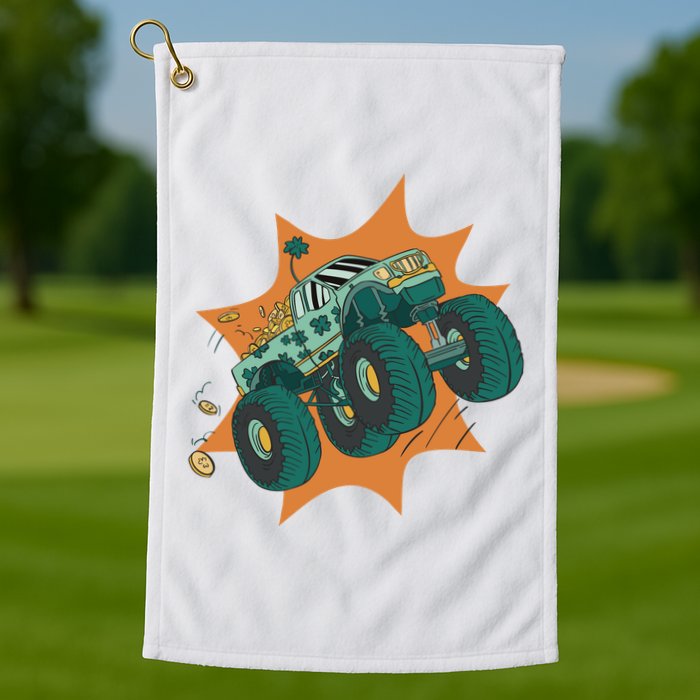 St Patrick's Day Monster Truck Golf Towel