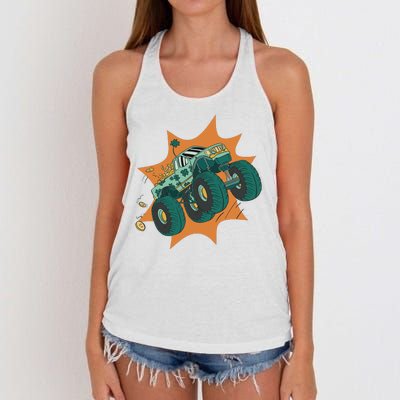 St Patrick's Day Monster Truck Women's Knotted Racerback Tank