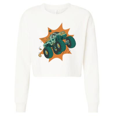 St Patrick's Day Monster Truck Cropped Pullover Crew