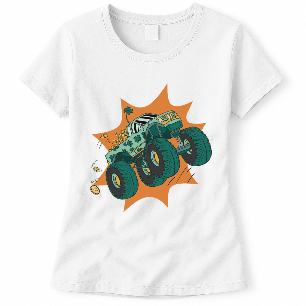 St Patrick's Day Monster Truck Womens T-Shirt