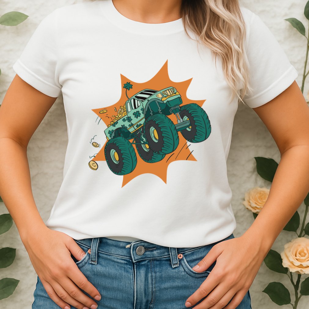 St Patrick's Day Monster Truck Womens T-Shirt
