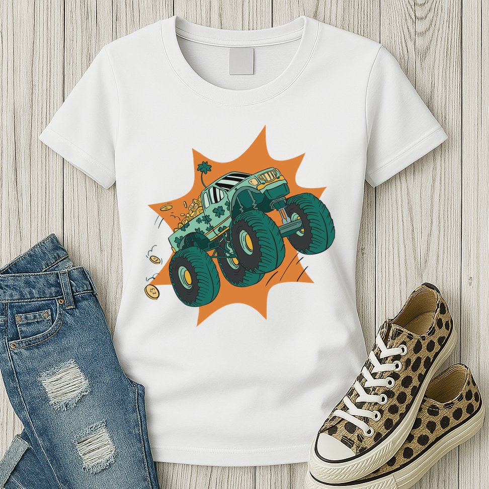St Patrick's Day Monster Truck Womens T-Shirt