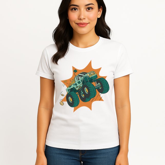 St Patrick's Day Monster Truck Womens T-Shirt