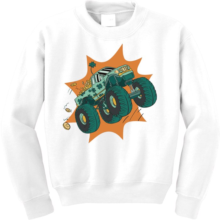 St Patrick's Day Monster Truck Kids Sweatshirt