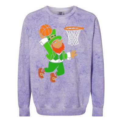 St Patrick's Day Leprechaun Basketball Dunk Sports Costume Gift Colorblast Crewneck Sweatshirt