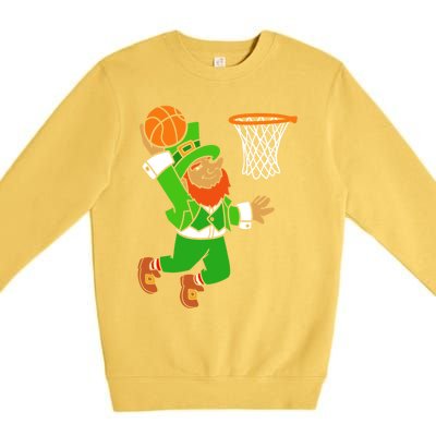 St Patrick's Day Leprechaun Basketball Dunk Sports Costume Gift Premium Crewneck Sweatshirt