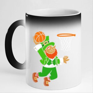 St Patrick's Day Leprechaun Basketball Dunk Sports Costume Gift 11oz Black Color Changing Mug