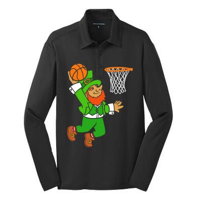 St Patrick's Day Leprechaun Basketball Dunk Sports Costume Gift Silk Touch Performance Long Sleeve Polo