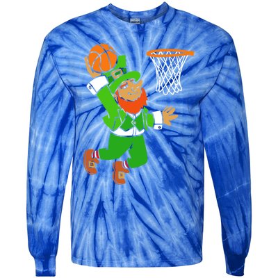 St Patrick's Day Leprechaun Basketball Dunk Sports Costume Gift Tie-Dye Long Sleeve Shirt