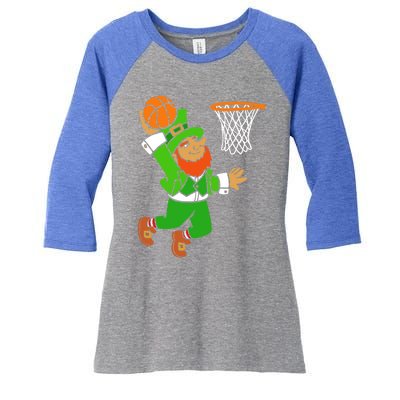 St Patrick's Day Leprechaun Basketball Dunk Sports Costume Gift Women's Tri-Blend 3/4-Sleeve Raglan Shirt