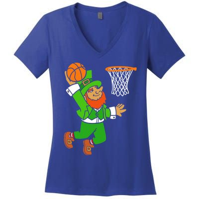 St Patrick's Day Leprechaun Basketball Dunk Sports Costume Gift Women's V-Neck T-Shirt