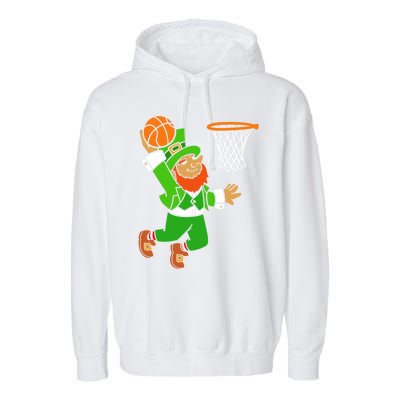 St Patrick's Day Leprechaun Basketball Dunk Sports Costume Gift Garment-Dyed Fleece Hoodie